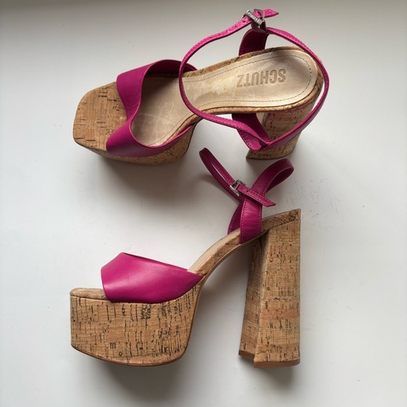 Schutz GLAYCE NAPPA LEATHER Platform SANDAL Sz 7.5 - Picture 3 of 8